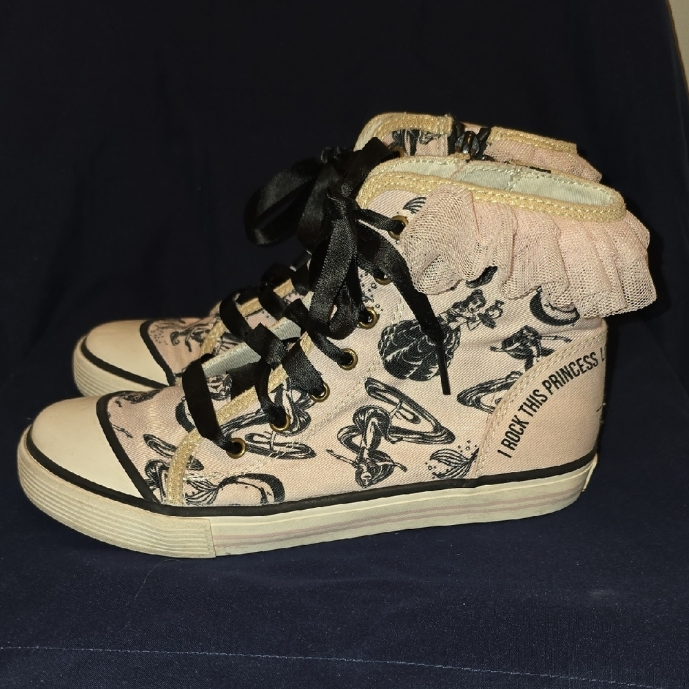 Stride Rite Kids' Light Pink High-Top Sneakers Disney Princess Punk Lace LOT-S